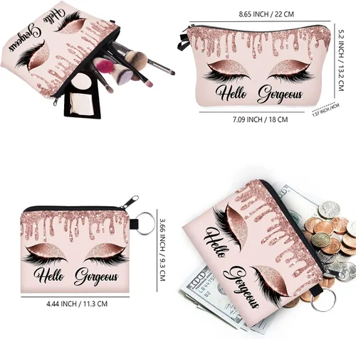 Vista 5 de Bolsa de maquillaje para bolso, bolsas de cosméticos para mujer, regalo inspirador para mujer, pequeña bolsa de cosméticos divertida, bolsa de viaje