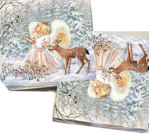 Vista 5 de Servilletas navideñas de 20 quilates de 13 x 13 pulgadas, hermosas servilletas de invierno con diseño de ángel