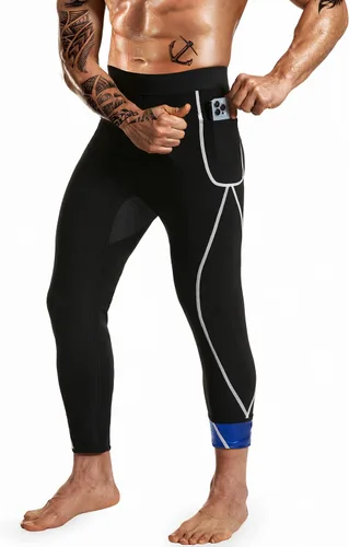 Vista 7 de Pantalones deportivos de sauna para hombre, pantalones de compresión, leggings atléticos, traje de sauna para entrenamiento
