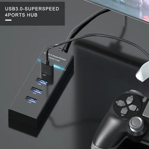 Vista 6 de Adaptador multipuerto dividido de concentrador USB - Divisor USB 3.0 para múltiples puertos a laptop, expansor de puerto A múltiple USB para PS4
