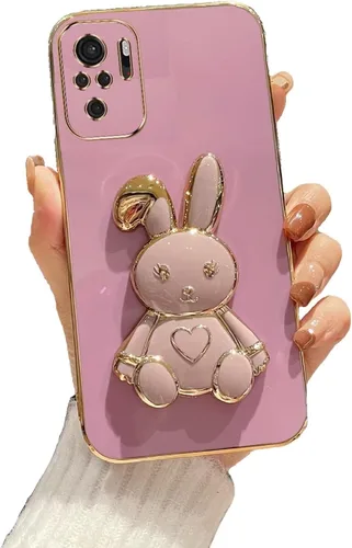 Vista 27 de Funda con soporte de conejo de corazón para Xiaomi Redmi A1, galvanizado suave TPU protector delgado a prueba de golpes con lindo conejito soporte