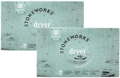 Vista 10 de Grab Green Stoneworks - Hojas compostables para secadora, aroma de rama de abedul, 80 unidades, suavizante de ropa a base de plantas y minerales que