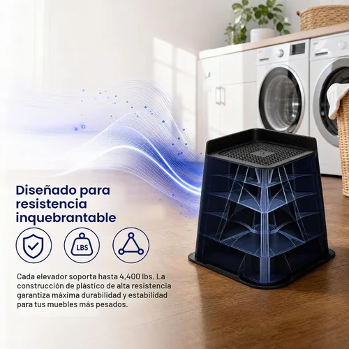Vista 8 de Hiceeden Paquete de 4 elevadores de cama resistentes, elevadores de muebles de sofá de 6 pulgadas, elevadores de cama, bloques de elevación