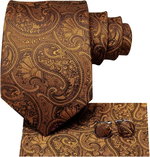 Vista 5 de Dubulle Conjunto de corbata de seda paisely para hombre con corbata y bolsillo cuadrado