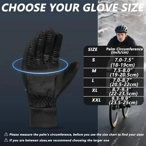Vista 6 de MOREOK Guantes de invierno para hombres y mujeres, cálidos, térmicos, para esquí, nieve, pantalla táctil, ciclismo, ciclismo, senderismo, clima