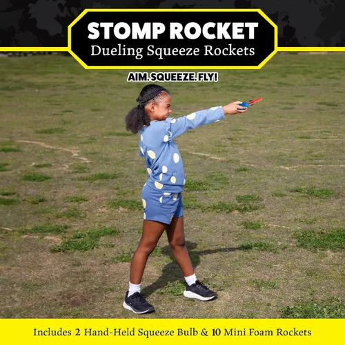 Vista 2 de Stomp Rocket The Original Squeeze Rocket, 10 cohetes, lanzacohetes de espuma suave, regalo STEM para niños y niñas, a partir de 4 años, divertidos