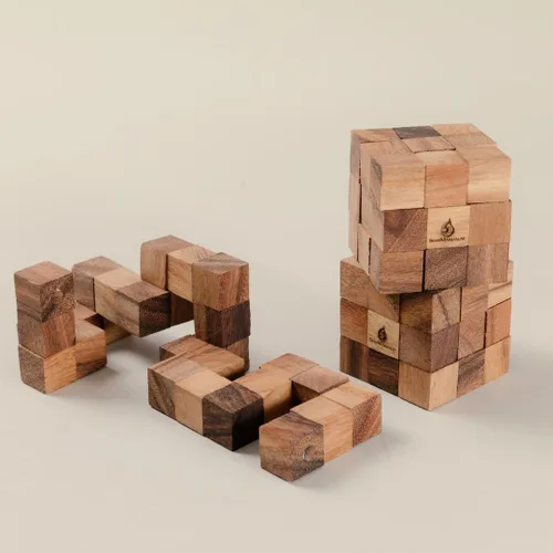Vista 4 de SiamMandalay Rompecabezas de cubo de serpiente: rompecabezas de madera 3D para adultos STEM Skill Builder juego entrelazado, juego educativo