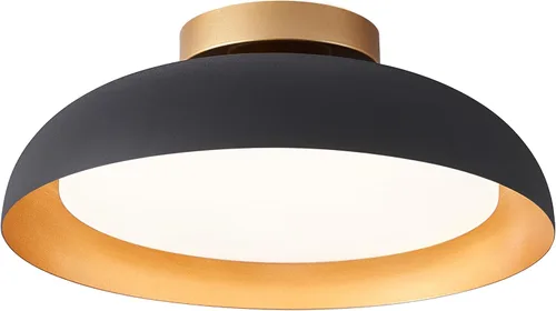 Vista 10 de Bargeni Lámpara de techo empotrada, lámpara de techo LED de 12.5 pulgadas, 5CCT regulable/2700K-6000K/20W, negro mate con acento de madera, montaje