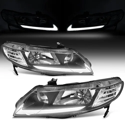 Vista 23 de oEdRo Switchback - Conjunto de faros delanteros LED compatibles con Accord 2003 2004 2005 2006 2007 DRL, par de repuesto con carcasa negra
