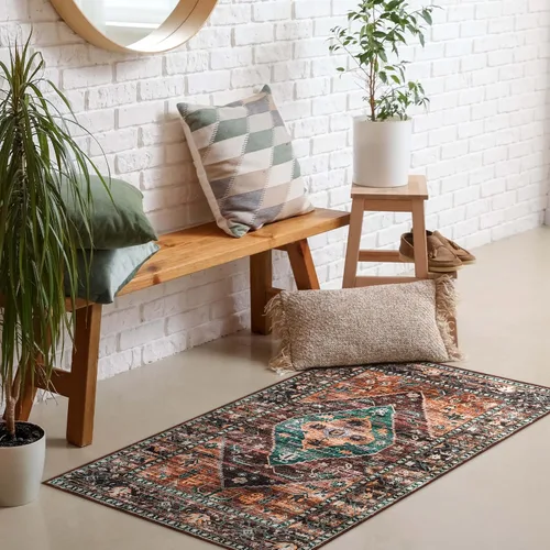 Vista 6 de Beeiva Alfombra bohemia lavable de 2 x 3 pulgadas, tapete ultra fino para puerta de entrada interior, tapete antideslizante para puerta delantera