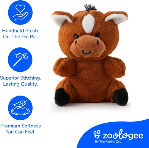 Vista 6 de The Petting Zoo Peluche de caballo de peluche, regalos para niños, animales de vida silvestre Nuggetz, juguete de peluche de caballo marrón, 6