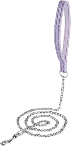 Vista 14 de Correa de cadena de metal chapado en cromo con mango acolchado suave para perros pequeños (S, mango negro)