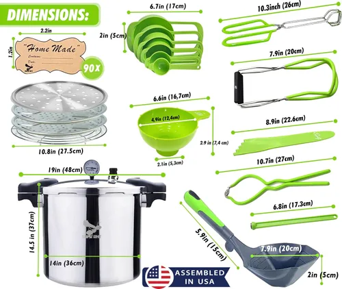 Vista 5 de Supa Ant Olla a Presión para Conservas de 23 Cuartos con Kit de Suministros para Principiantes - Olla a Presión para Conservas con Manómetro - Olla