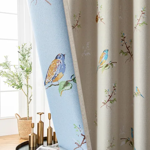 Vista 11 de SUOUO - Cortinas opacas de doble cara con estampado de pájaros de 84 pulgadas, 2 paneles, cortinas rústicas de granja vintage para ventana