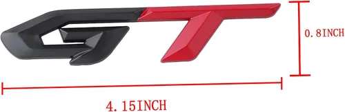 Vista 5 de GT - Calcomanías de metal 3D autoadhesivas para automóvil, emblema de automóvil e insignia, decoración de cubierta de arañazos para camión Negro-rojo