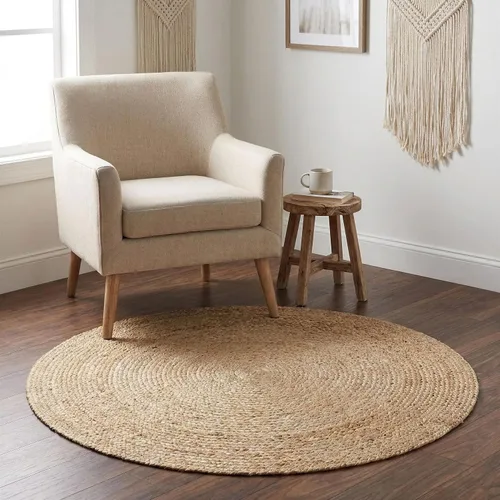 Vista 29 de RedEarth · Alfombra rectangular - 2'x3' de yute natural trenzada con respaldo antideslizante - Alfombra boho tejida a mano para dormitorio, cocina
