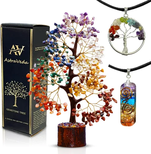 Vista 22 de Árbol de 7 chakras, árbol de la vida de cristal, árboles de Feng Shui, energía positiva, regalo de meditación, cristales y piedras, artículos