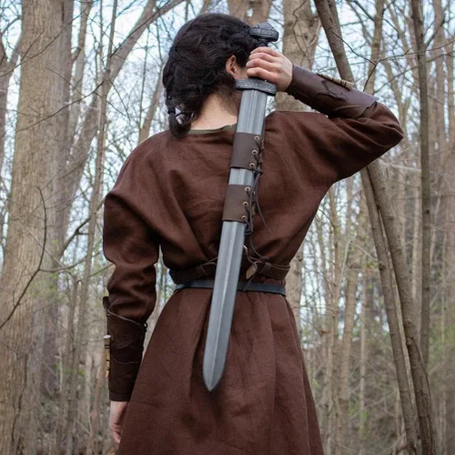 Vista 2 de Renaissance Rapier - Funda ajustable para cinturón de rana de doble espada, de piel sintética, para llevar armas medievales