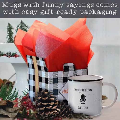 Vista 2 de MAINEVENT Taza de café de cerámica con texto en inglés "You're On Mute", taza de café de 11 onzas, tazas de café de granja, ideas de regalo, taza