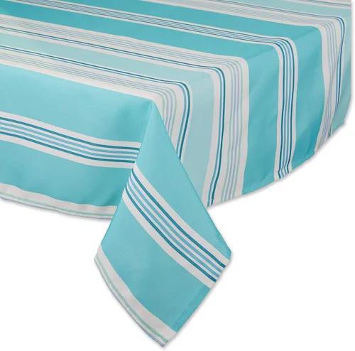 Vista 13 de DII Summer Stripe - Colección de mesa con cremallera para exteriores, multiusos, lavable a máquina, mantel, 60 pulgadas redonda, casa de playa