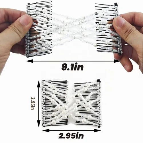 Vista 2 de NSBELL 6 peines para el cabello, pinzas elásticas mágicas para el cabello, peine para el cabello, pinzas dobles para mujeres y niñas, accesorio