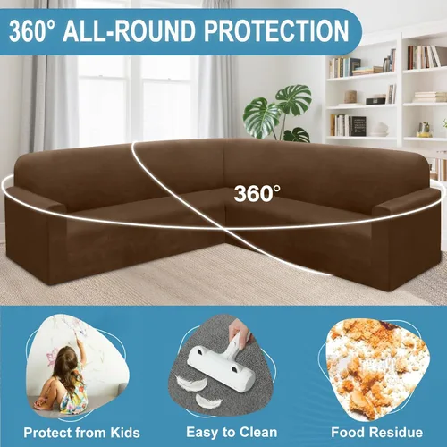 Vista 68 de HDCAXKJ Fundas de sofá seccional de esquina de terciopelo elástico en forma de L, juego de fundas deslizantes suaves y gruesas en forma de U
