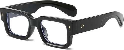 Vista 15 de PORADAY Gafas rectangulares para mujeres y hombres, lentes de luz azul, anteojos cuadrados negros