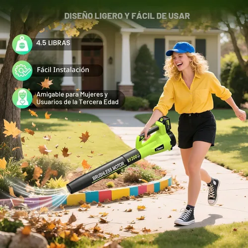 Vista 8 de Tietoc Soplador de hojas inalámbrico, soplador de hojas eléctrico sin escobillas de 1200 W con 2 baterías de 5.0 Ah, potentes sopladores de hojas