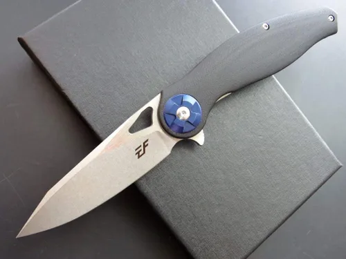 Vista 3 de Eafengrow EF76 Cuchillo plegable para acampar EDC Cuchillo de bolsillo con mango G10 y hoja D2 lavada a la piedra Herramienta de caza al aire libre