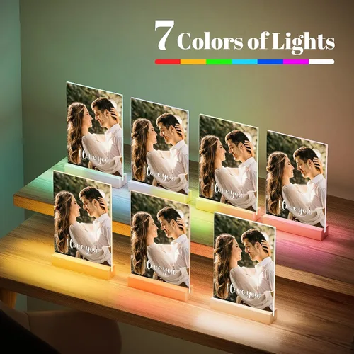 Vista 6 de Jkolalin Marcos de fotos personalizados con foto, marco de fotos personalizado con luz nocturna, marco de fotos personalizado, regalos