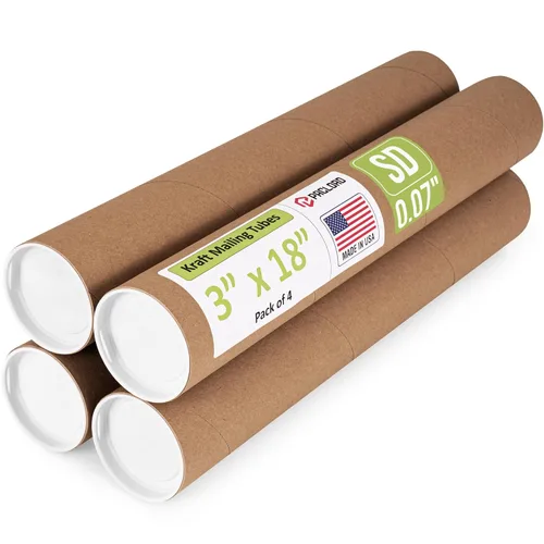 Vista 31 de Tubo de cartón reforzado de 2 x 18 pulgadas, paquete de 4 tubos con 8 tapas, seguro aprobado por USPS, ideal para envío y almacenamiento