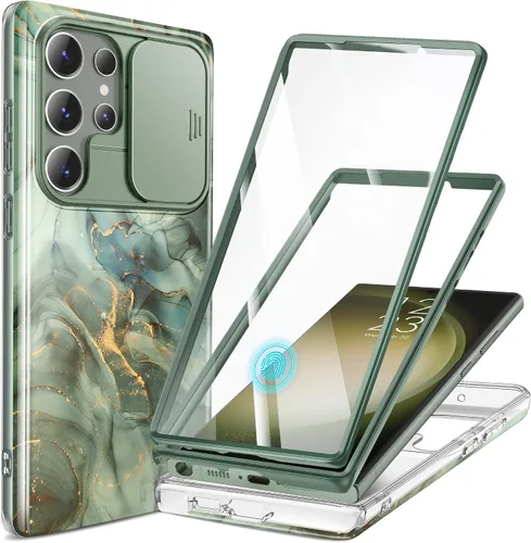 Vista 21 de GVIEWIN para Samsung Galaxy S23 Ultra Funda con cubierta deslizante para cámara, [Protector de pantalla incorporado] [2 Marcos frontales] Funda