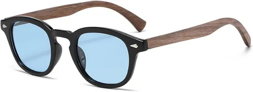 Vista 11 de LIXX Gafas de sol ovaladas retro para hombres y mujeres, marco redondo ['Lente azul']