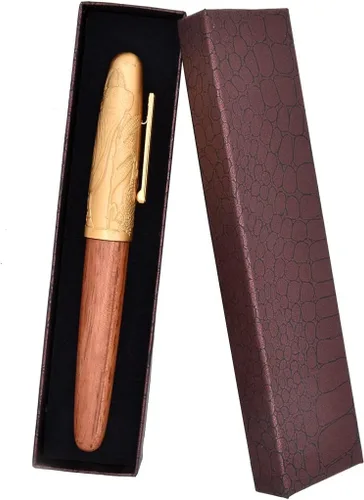 Vista 2 de Jinhao - Pluma estilográfica de punta fina dorada de gran tamaño con convertidor de tinta