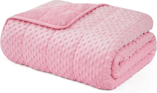 Vista 33 de L'AGRATY Manta con peso de 5 libras, para regazo, manta pequeña y portátil para adultos, refrescante, para viajar, relajarse y dormir, para todas