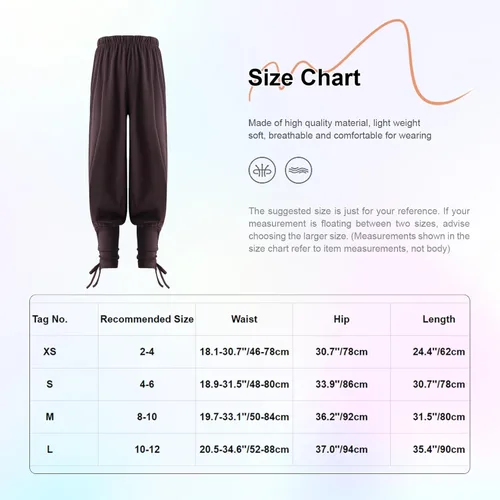 Vista 4 de TTAO Pantalones de pirata medievales con bandas de tobillo para niños, vikingo, navegante, pirata, renacentista, disfraz gótico de Halloween