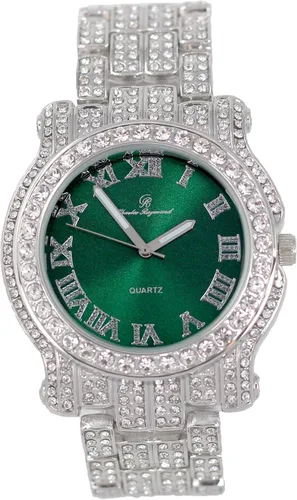 Vista 56 de Charles Raymond Bling-ed Out Ultimate Hip Hop Royalty Reloj para hombre con número romano de fácil lectura o indicadores de tiempo de diamantes