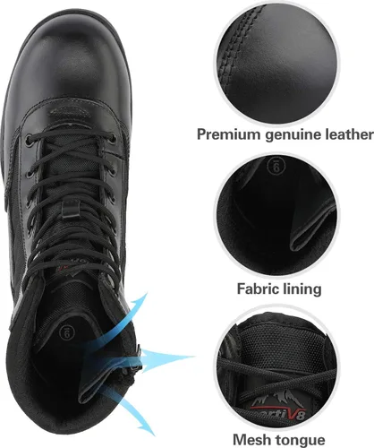 Vista 4 de NORTIV 8 Botas de trabajo con punta de acero para hombre botas tácticas antideslizantes industriales