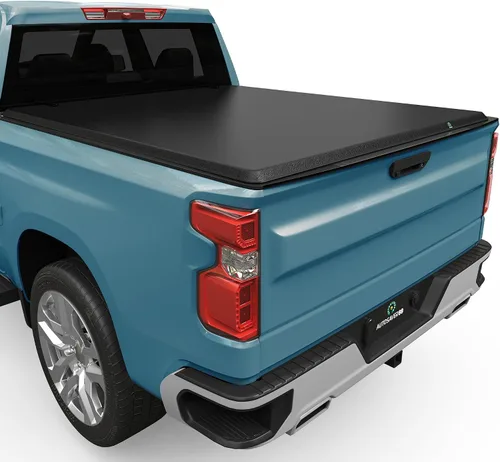 Vista 13 de Autosaver88 Cubierta tonneau de polímero reforzado con fibra para caja de camión, rígida, de tres pliegues, caja de 5.8 pies