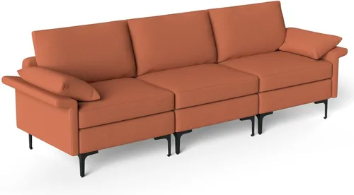 Vista 18 de Giantex Juego de 2 sofás individuales, silla decorativa, con cómodo cojín de 5 pulgadas, reposabrazos con cremallera, patas de acero, sillón de sala