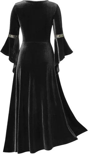 Vista 3 de Vestido medieval para mujer, disfraces renacentistas, talla grande, vestido de baile victoriano, vestidos largos retro, disfraces de Halloween