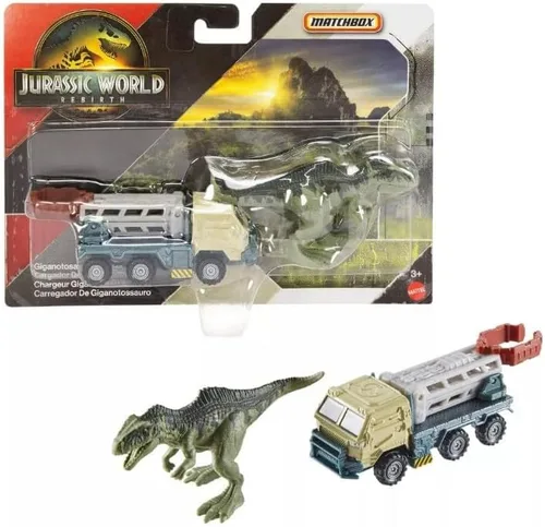Vista 3 de Hot Wheels Jurassic World Rebirth, vehículo de colección de dinosaurios y figura (Dilophosaurus Lifter)