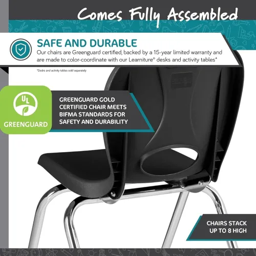 Vista 7 de Learniture LNT-116-CSW-BK Learniture Structure Series - Sillas escolares apilables para aula, altura del asiento de 16 pulgadas, color negro