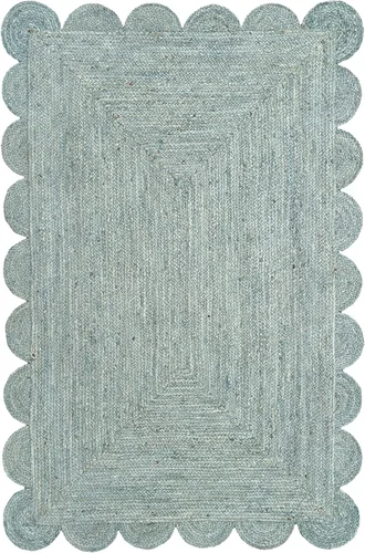 Vista 8 de Alfombra de Área de Yute Festoneada Alfombra de Yute Boho Alfombra Costera Festoneada, Gris Pardo Oscuro 2'x3' Gris topo oscuro