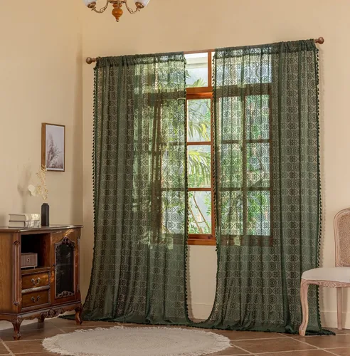 Vista 12 de YJ YANJUN - Cortinas de café boho, 24 pulgadas de largo, 2 paneles, cada una de 59" de ancho x 24" de largo, beige, con crochet, cortinas de cocina