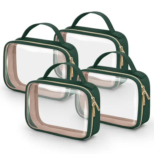 Vista 35 de Bolsa de aseo transparente Wedama, paquete de 2 bolsas de maquillaje transparentes con asas, bolsas cosméticas de PVC para mujeres y hombres, bolsas