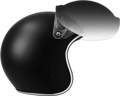 Vista 2 de GDM RENEGADE - Casco abierto para motocicleta, 3/4, estilo vintage, negro mate (escudo cromado, S)