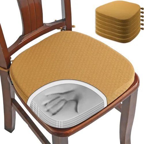 Vista 16 de BUYUE Cojín de Lujo de Espuma Viscoelástica 100% Pura para Silla 1 Paquete, Jacquard 16" Forma de U Cómodo Cojín para Silla de Comedor, Cojín
