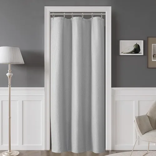 Vista 55 de OVZME Cortina de ducha de tela Berry Stall de 36 x 72 pulgadas, suave y gofre, pequeña cortina de ducha negra para baño con textura para un