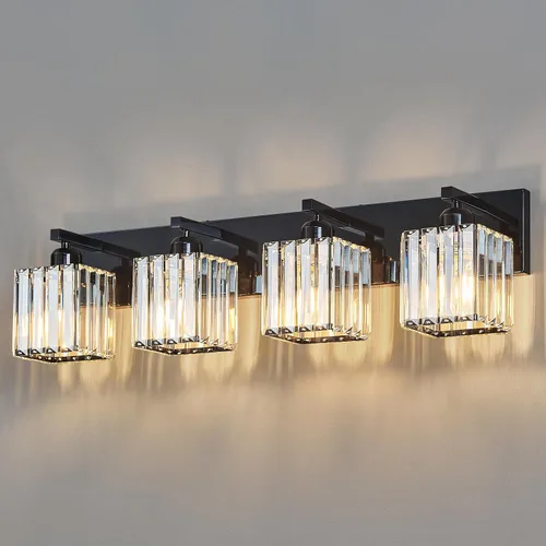 Vista 36 de Moderna lámpara de cristal para pared/tocador de baño, de 5 luces, color cromo Cromo torcido